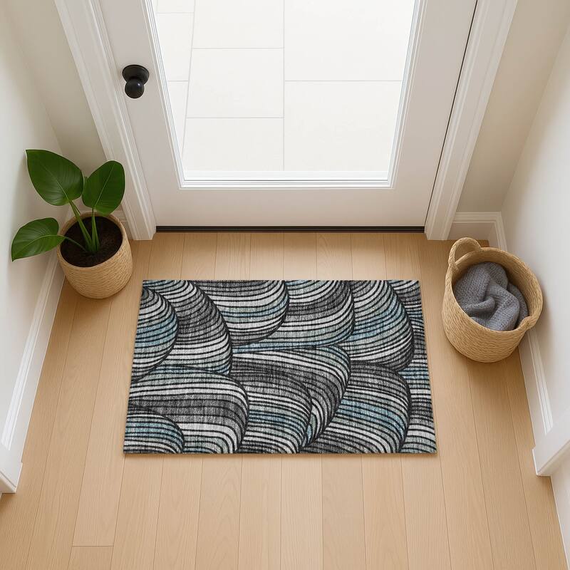 Machine Washable Indoor/ Outdoor Modern Parsons Chantille Rug