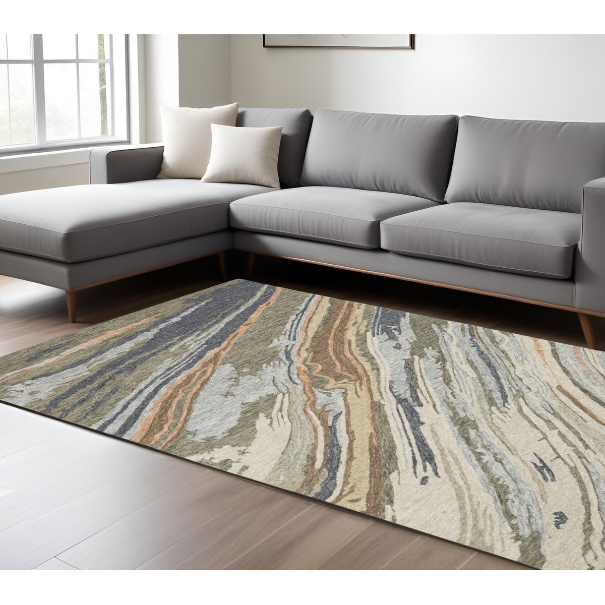 HomeRoots Feta Abstract Modern Rectangle Area Rug