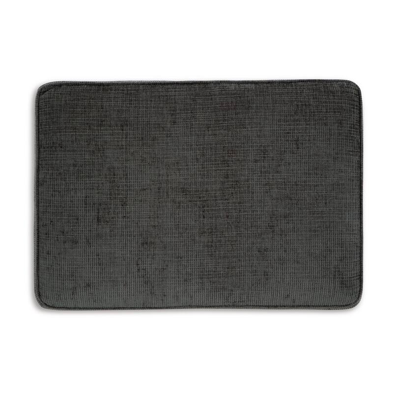 Erin Ottoman with Corner Block Frame, 33 Inch Dark Gray Polyester