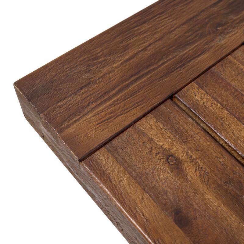 Roomfitters Carlisle 74 Inch Outdoor Dining Bench, Acacia Wood Seat with A-Frame Metal Legs, Dark Brown