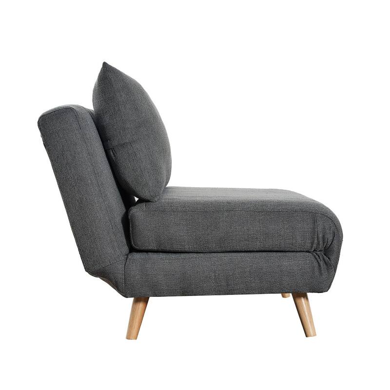 Upholstered Convertible Tri-Fold Chair with Pillow and Hideaway Legs - 75.5"D x 41"W x 30"H