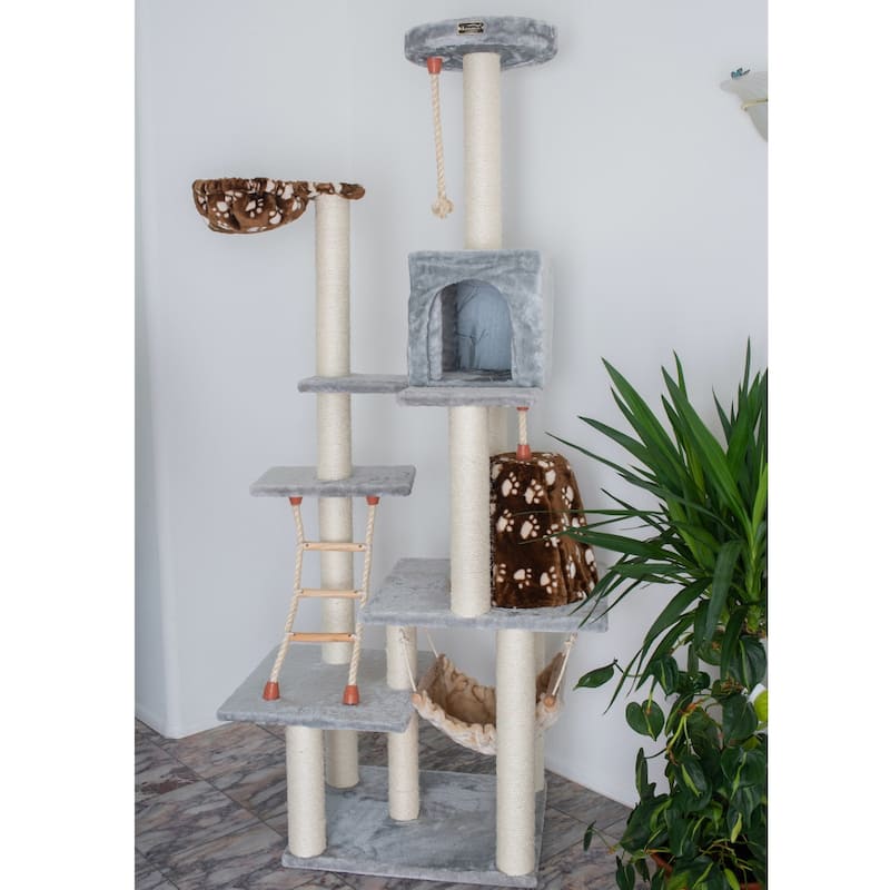 Wood Climber Play House, Cat furniture With Playhouse, Lounge Basket