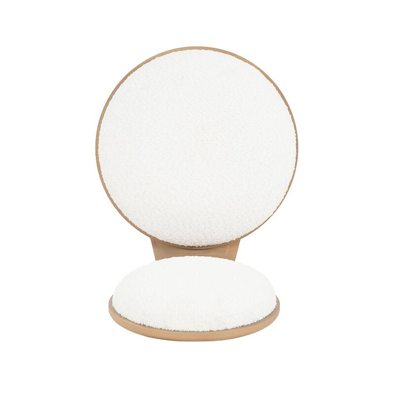 Roomfitters Dining Chairs with Beige Upholstered Round Back and Wood Frame, Modern Accent Kitchen Seating (Set of 2)