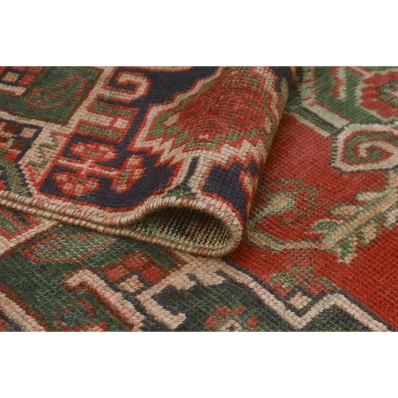 Vintage Distressed Croften Red/Charcoal Rug - 3'9" x 7'1"