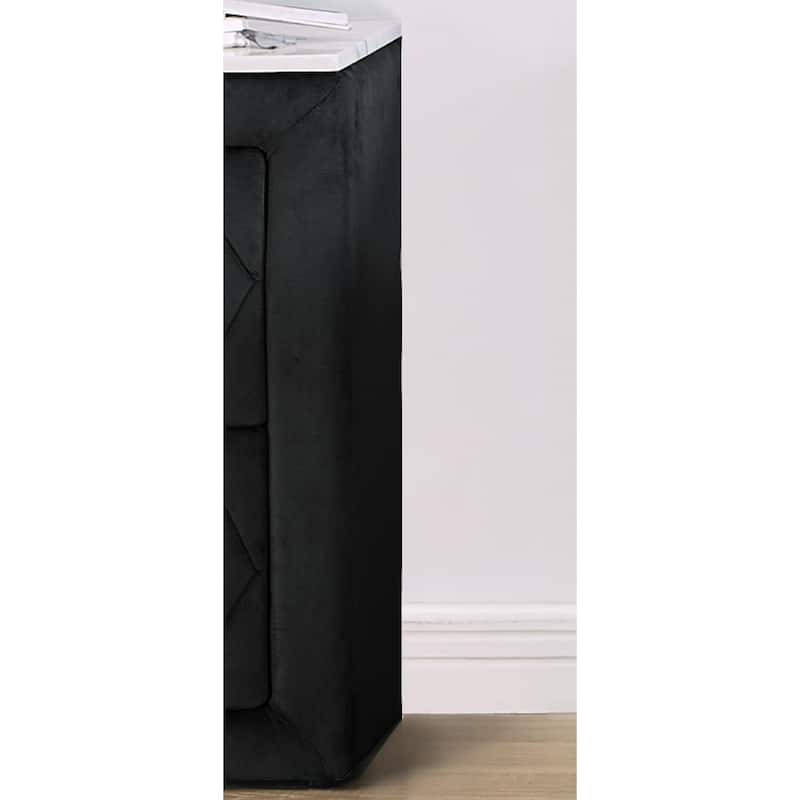 1pc Faux Marble Top Nightstand 2- Drawers Storage