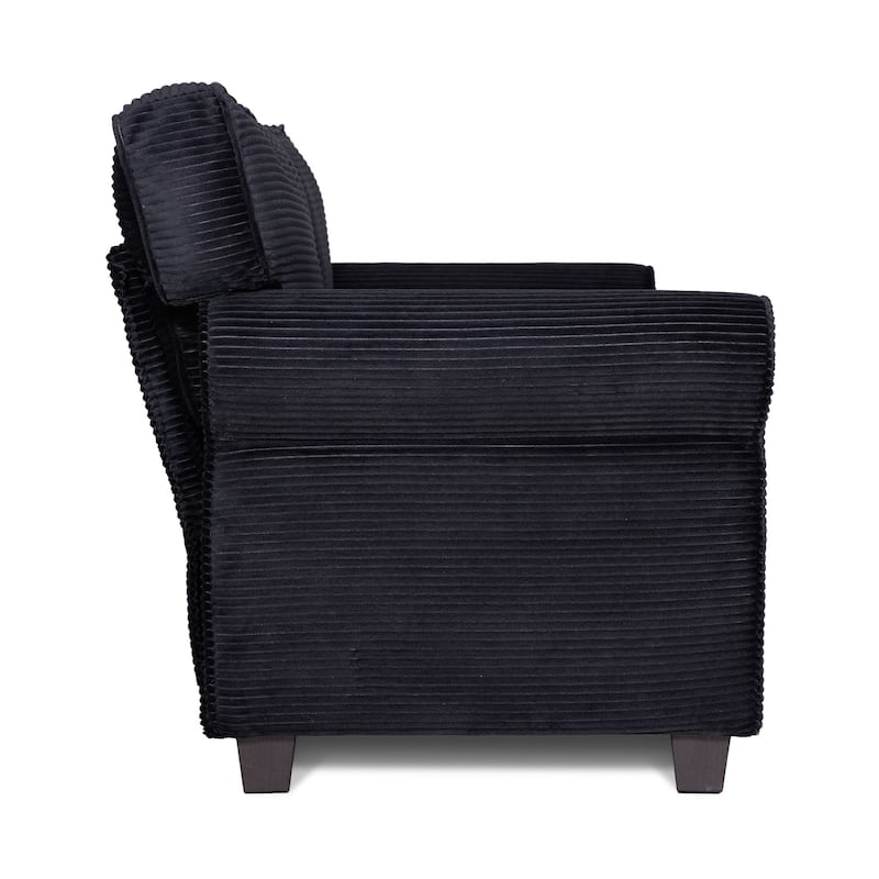 2-Seater Sofa Couch Loveseat for Living Room Bedroom, Black Sleeper Sofa Couch with Armrests and Wood Frame
