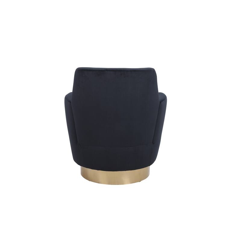 Velvet Swivel Barrel Chair with Gold Base & High-Density Foam