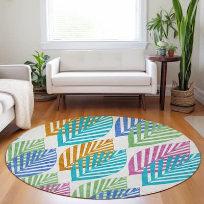 Premium Washable Super Soft Farmhouse Leaves Mayfield Rug