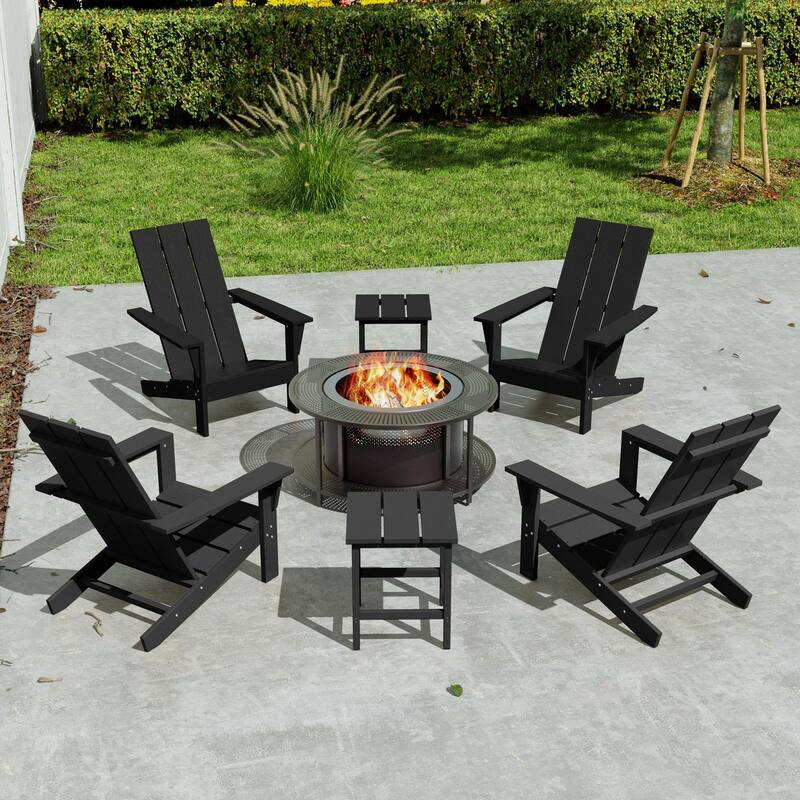 Kullavik 7-piece Adirondack Chair and Smokeless Fire Pit Table Set