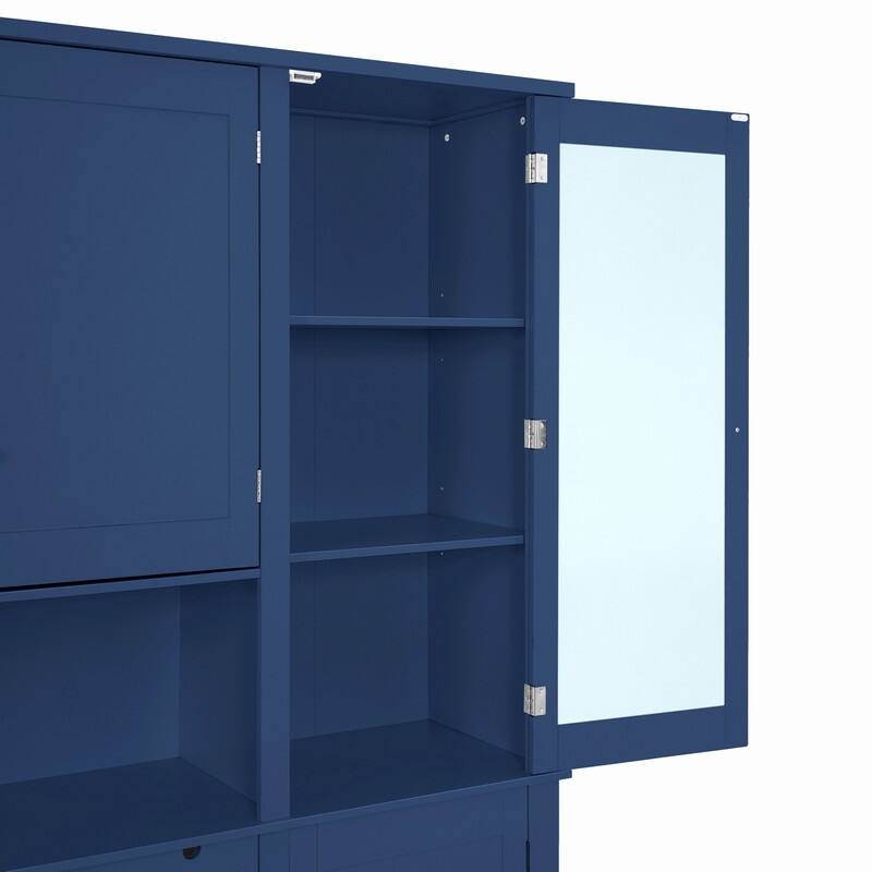 Freestanding 78.3" Kitchen Pantry with Hutch, Large Kitchen Pantry Storage with Drawers,Door Shelf and Adjustable Shelves