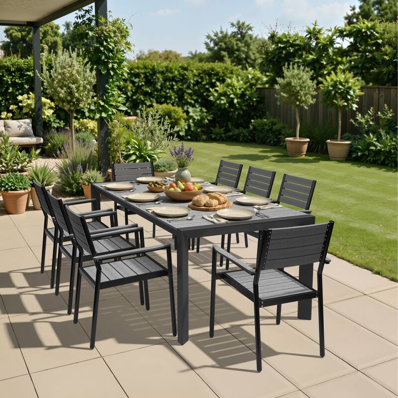 Pellebant Premium Outdoor Patio Aluminum Dining Table with Umbrella Hole