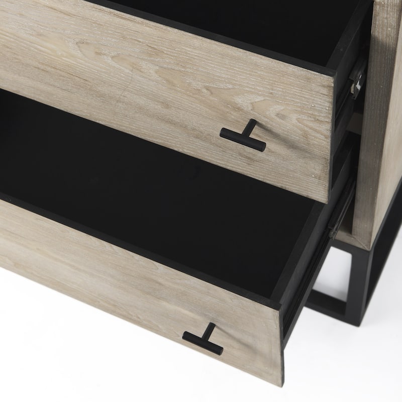 HomeRoots 32" Natural Solid Wood Two Drawer Sideboard - 15.94' X '30.12' X '31.89