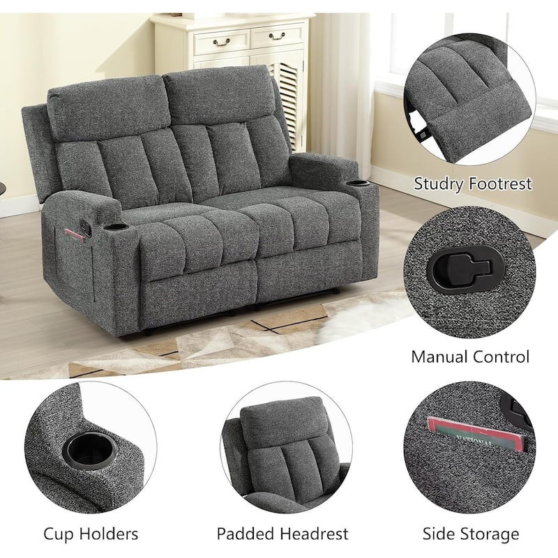 Recliner Sofa for Living Room, Extra Wide Modern Overstuffed 1/2/3 Seat Reclining Manual Sofa Chair