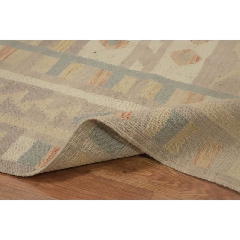 Hand Woven Oriental 100% Wool Carpet Southwestern Tribal Multi-Colored Kilim Area Rug - 8' 2'' X 5' 1''