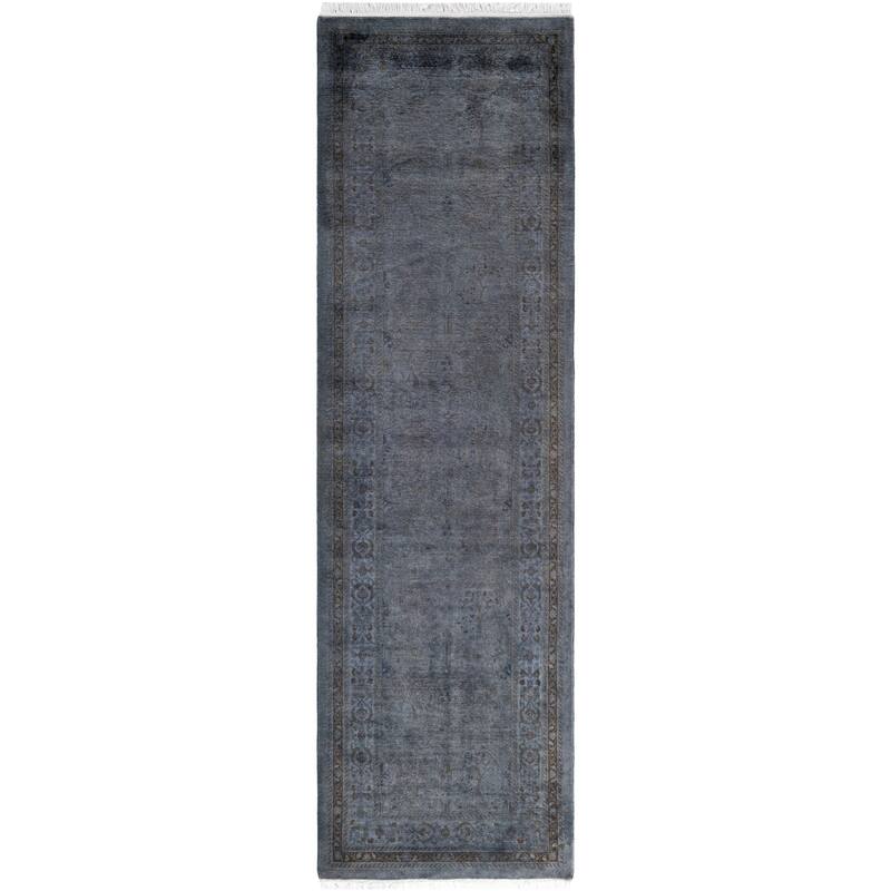 Overdyed One-of-a-Kind Hand-Knotted Area Rug - Gray - 2' 6" x 8' 8"