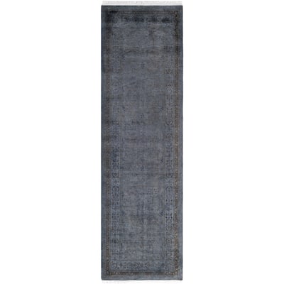 Overdyed One-of-a-Kind Hand-Knotted Area Rug - Gray - 2' 6" x 8' 8"
