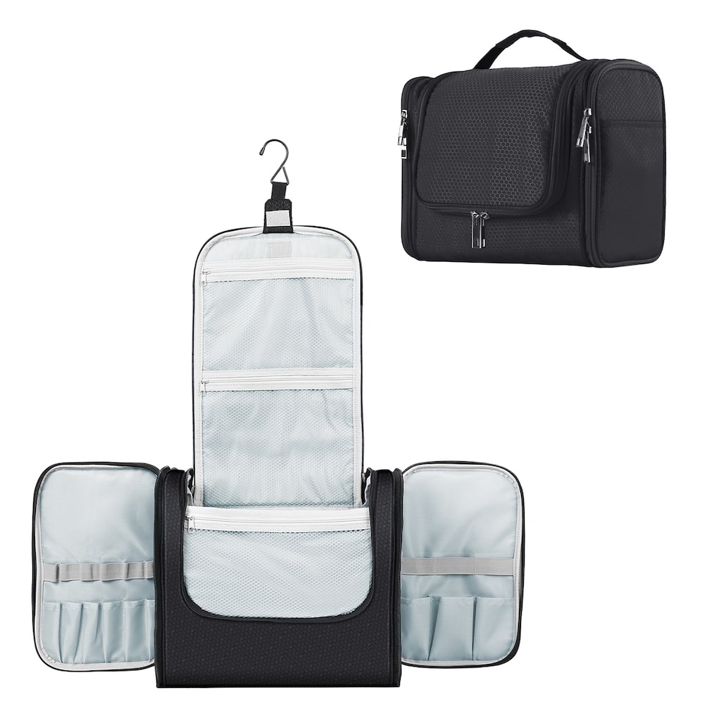 Large Hanging Toiletry Bag for Travel & Daily Use, Water-Resistant Dopp Kit for Makeup, Shaving, Toiletries