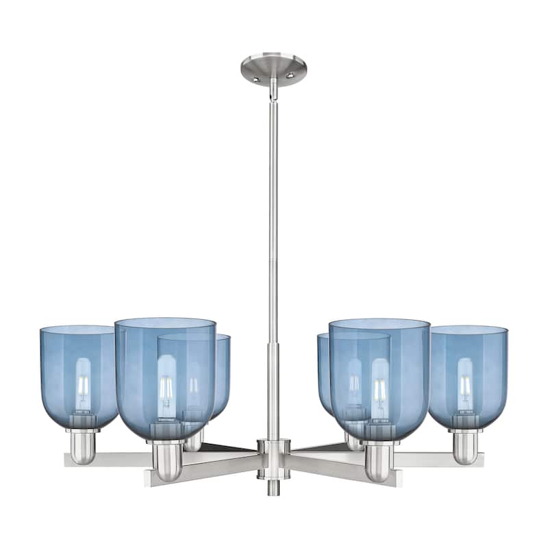 Innovations Lighting Endless Possibilities Arcadia - Bella - 6 Light 35" Stem Hung Chandelier - Blue/Satin Nickel
