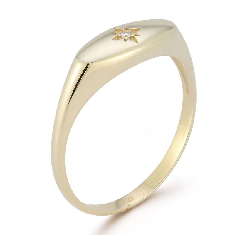 Soleil 14K Gold Diamond Signet Ring