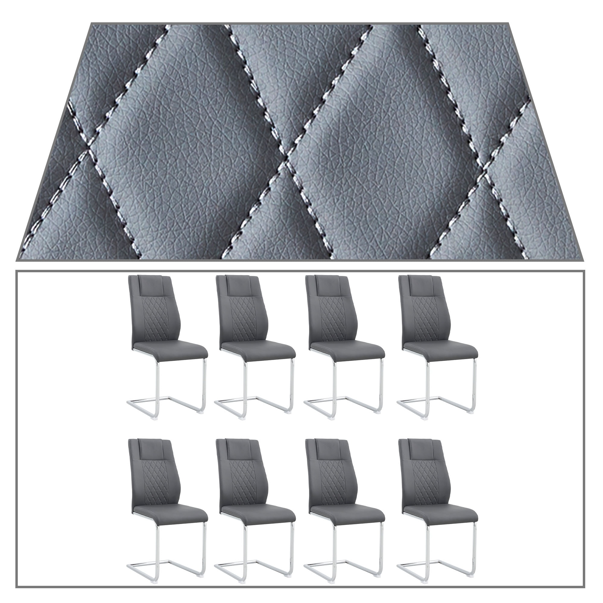 Modern Stylish Waterproof PU Upholstered Dining Chairs with Metal Frame Legs