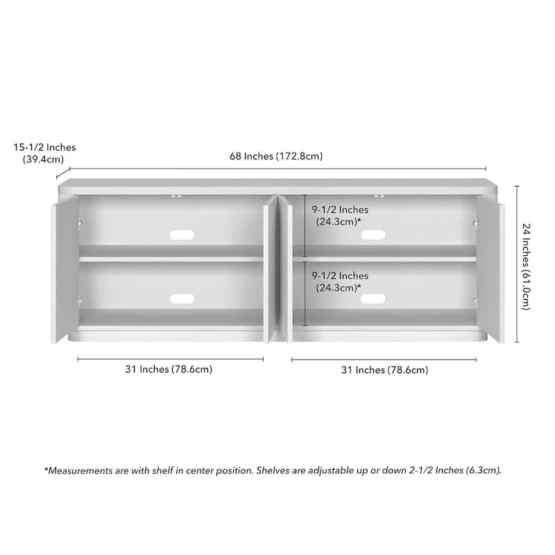 Easton Rectangular Fluted TV Stand for TV's up to 75" - 68" Wide