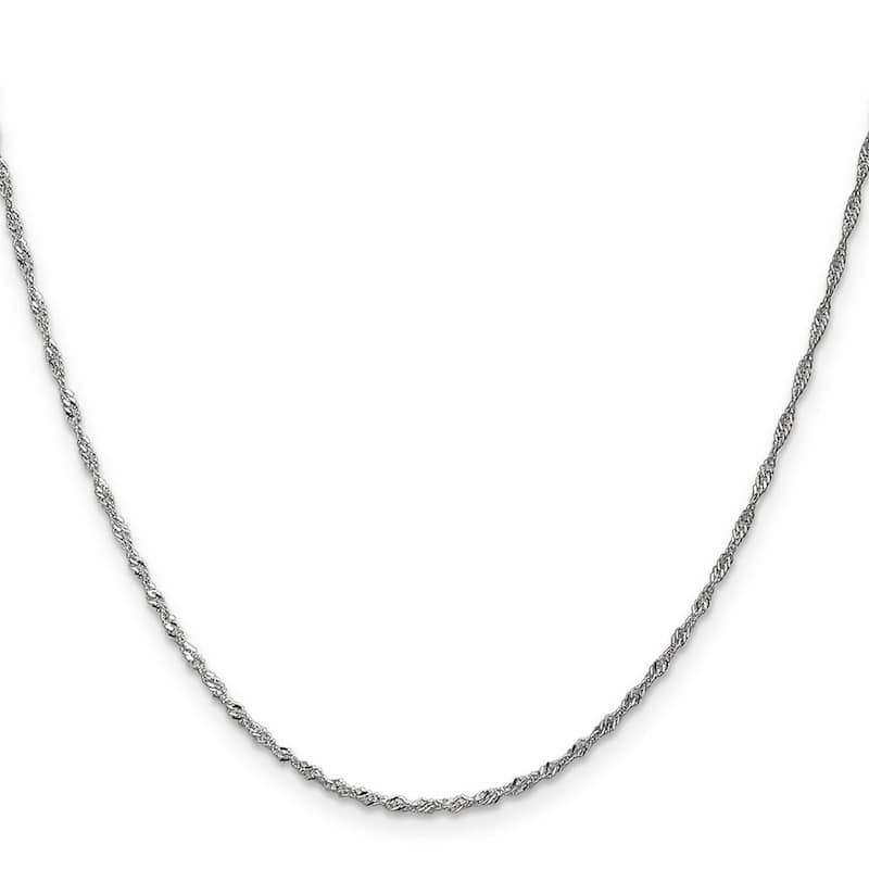 Curata Italian 14k White Gold 1.3mm Polished Singapore Chain Necklace (Lobster) Options: 16 18 20 24