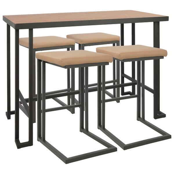 slide 4 of 17, Carbon Loft Arturio 5-piece Industrial Counter Height Dining Set grey metal/camel faux leather