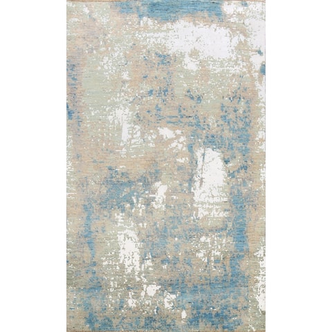 Modern Wool/ Silk Artistic Abstract Oriental Area Rug Hand-knotted - 4'7" x 6'9"