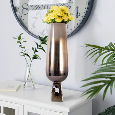 Sagebrook Home Glass Vase With Metal Base