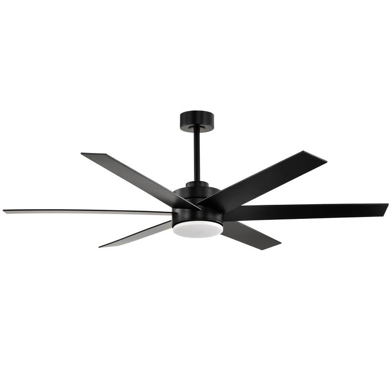 62-in Matte Black 6 Speed Ceiling Fan with LED Light and Remote Control