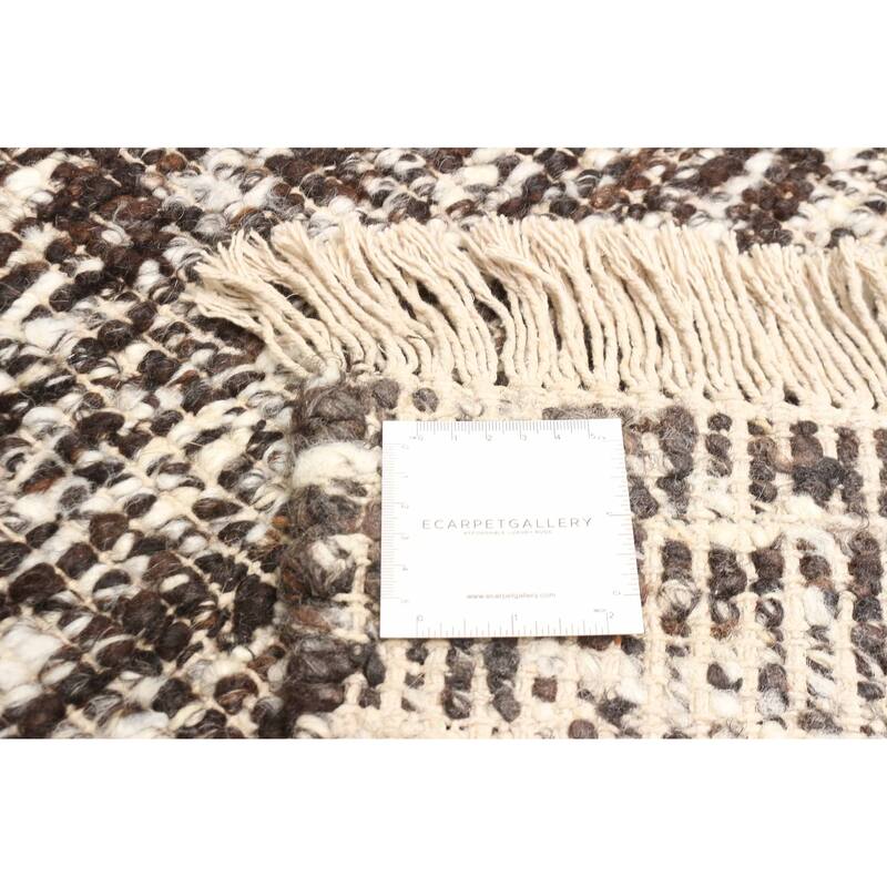 ECARPETGALLERY Braid weave Sienna Dark Brown Wool Rug - 5'5 x 7'6