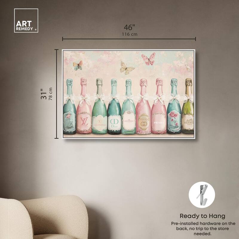 Champagne Mint and Pink Canvas by Art Remedy