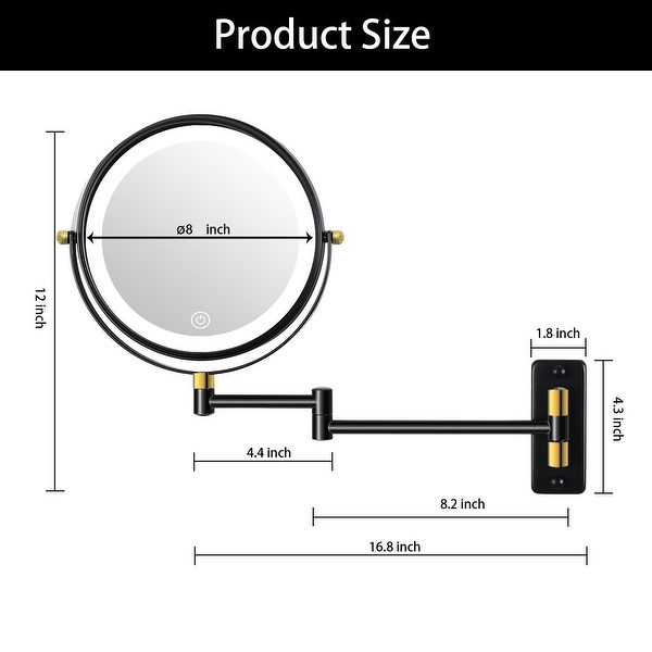 8 Wall Mounted Makeup Mirror with Lights Rechargeable 1X10X Magnifying Mirror Touch Screen Dimmable Built in Battery On Sale Bed Bath Beyond 39100753