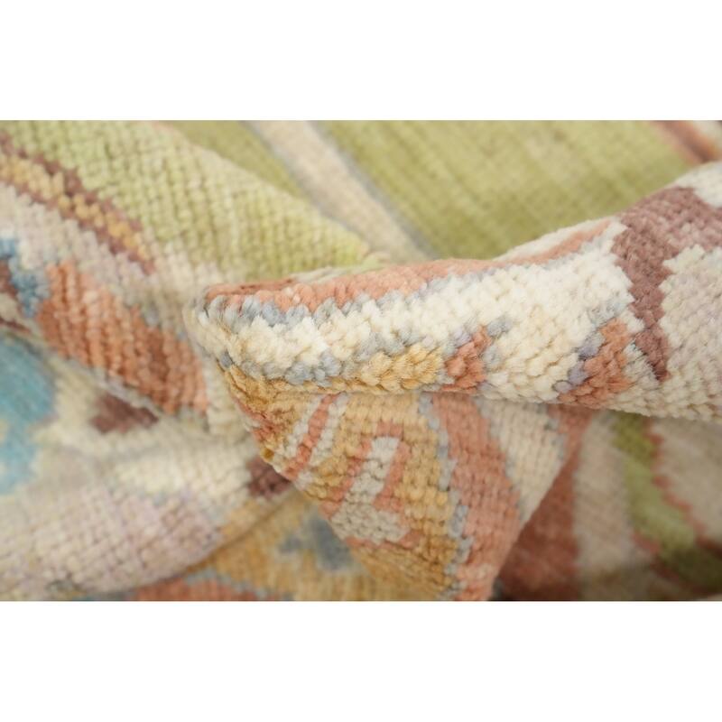 Hand Knotted Oriental 100% Wool Carpet Transitional Geometric Multi-Colored Oushak Area Rug - 9' 9'' X 8' 4''