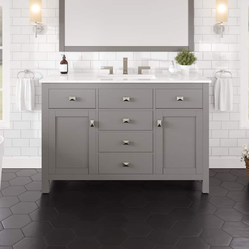 Eviva Artemis Bathroom Vanity with White Engineered Stone Countertop and Undermount Porcelain Sink - 48" - Gray