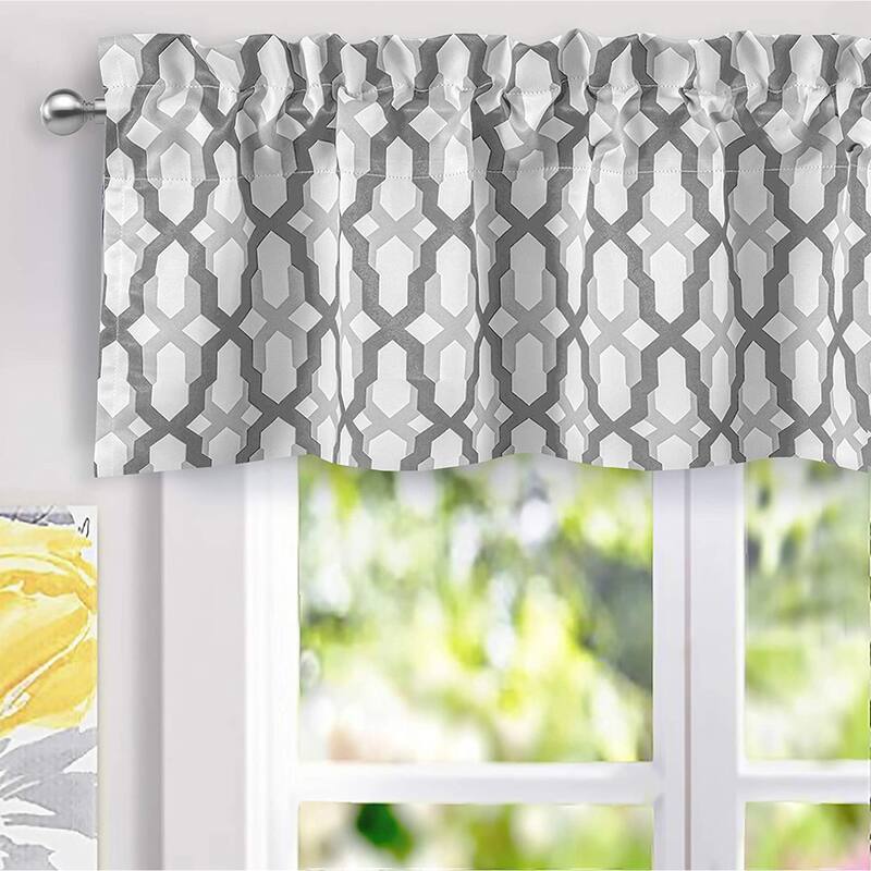 DriftAway Mason Geometric Trellis Pattern Window Curtain Valance Rod Pocket - 52" width x 14 " length - 52" width x 14 " length