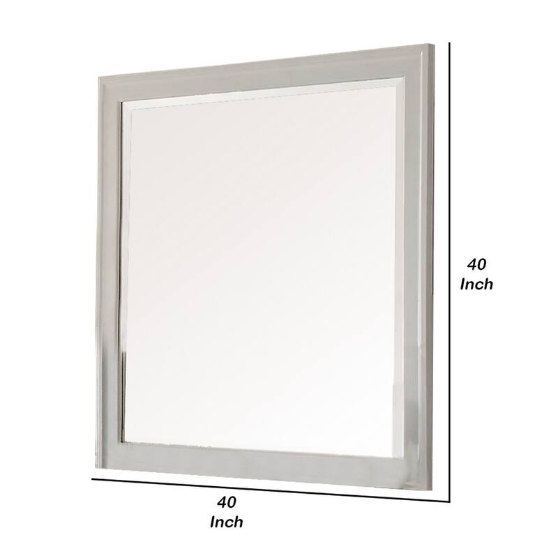 Modern Mirror with Rectangular Frame an Molded Details, White