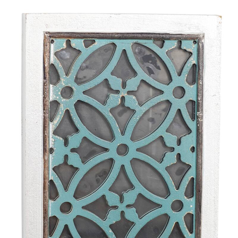 Wooden Geometric Intricately Carved Wall Decor with Mirror - Set of 2 White - Roche River Decor