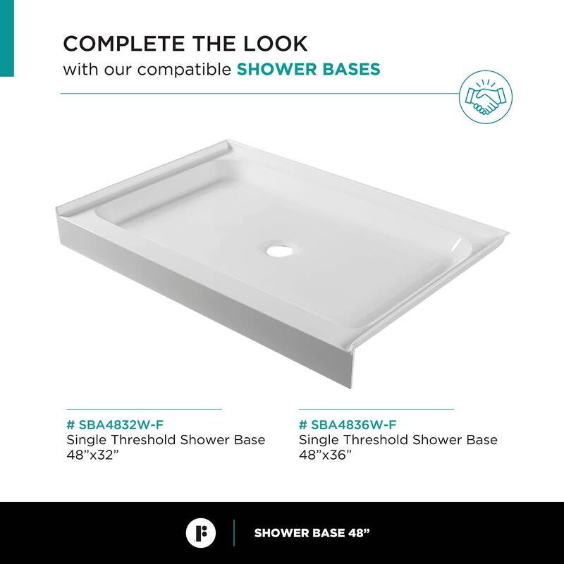 Fine Fixtures Hinged Clear Frameless Glass Shower Door Enclosure