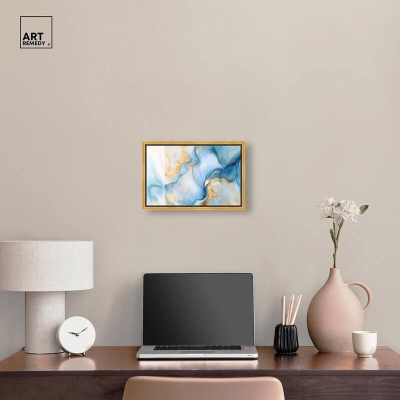 Blue Veined Gold Canvas by Art Remedy