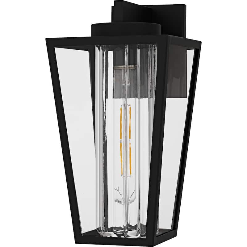 Matte Black Outdoor Wall Lantern from the Jett Collection - Black