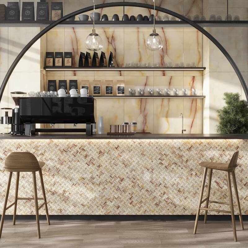 Splendor 24x48 Miele Porcelain Large Format Onyx Wall and Floor Tile (15.5 sq ft/case) - 2 Pack