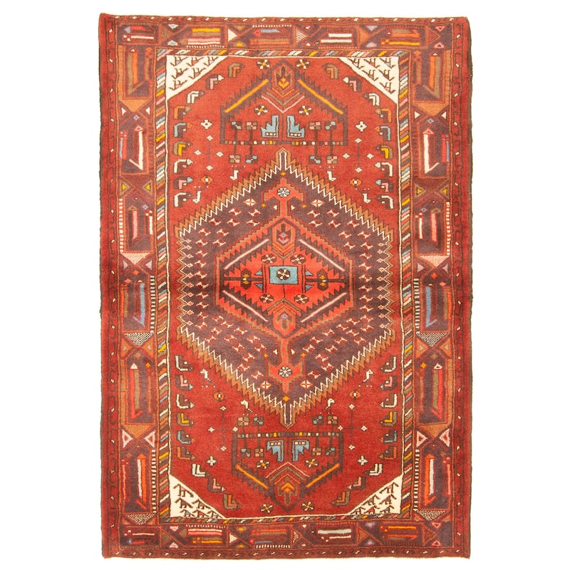 ECARPETGALLERY Hand-knotted Andelz Red Wool Rug - 4'3 x 6'4