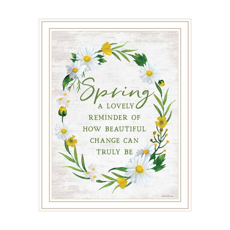 TrendyDecor4U Contemporary "Spring Reminder" Framed Print Wall Art - White