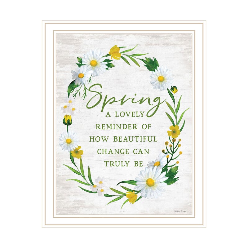 TrendyDecor4U Contemporary "Spring Reminder" Framed Print Wall Art - White