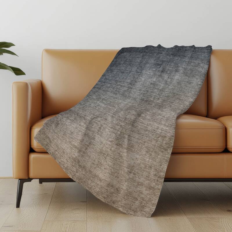 Premium Machine Washable Solid Ombre Sherpa Throw Blanket