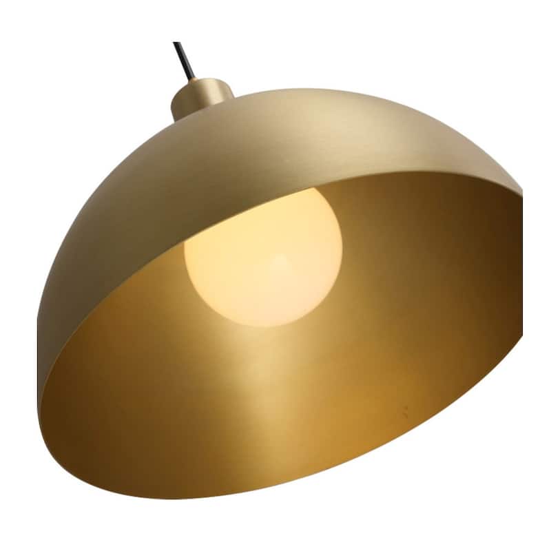 1-light Single Brass Metal Dome Pendant - 12in Modern Mid-century