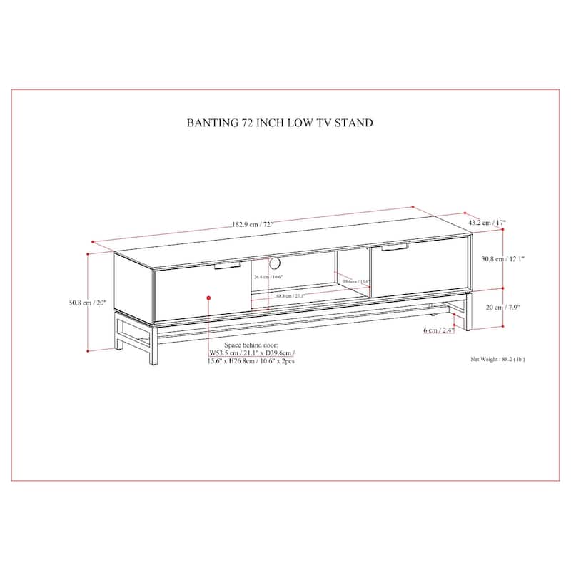 WYNDENHALL Devlin SOLID HARDWOOD 72 inch Wide Modern Industrial TV Media Stand in Walnut Brown For TVs up to 80 inches