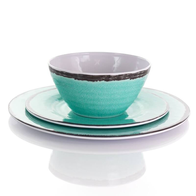 Elama Azul Banquet 12 pc Lightweight Melamine Dinnerware Set