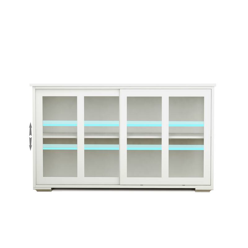Kitchen Storage Cabinet with Sliding Glass Door, Wooden Storage Stand Sideboard Buffet Cabinet for Living Room Dinning Room